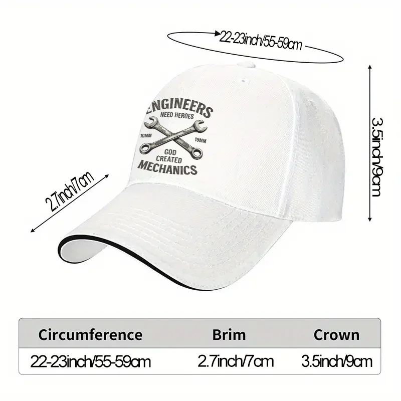 Mechanic Engineer Cross Wrench Print Baseball Cap Adjustable Unisex Outdoor Sports Cap