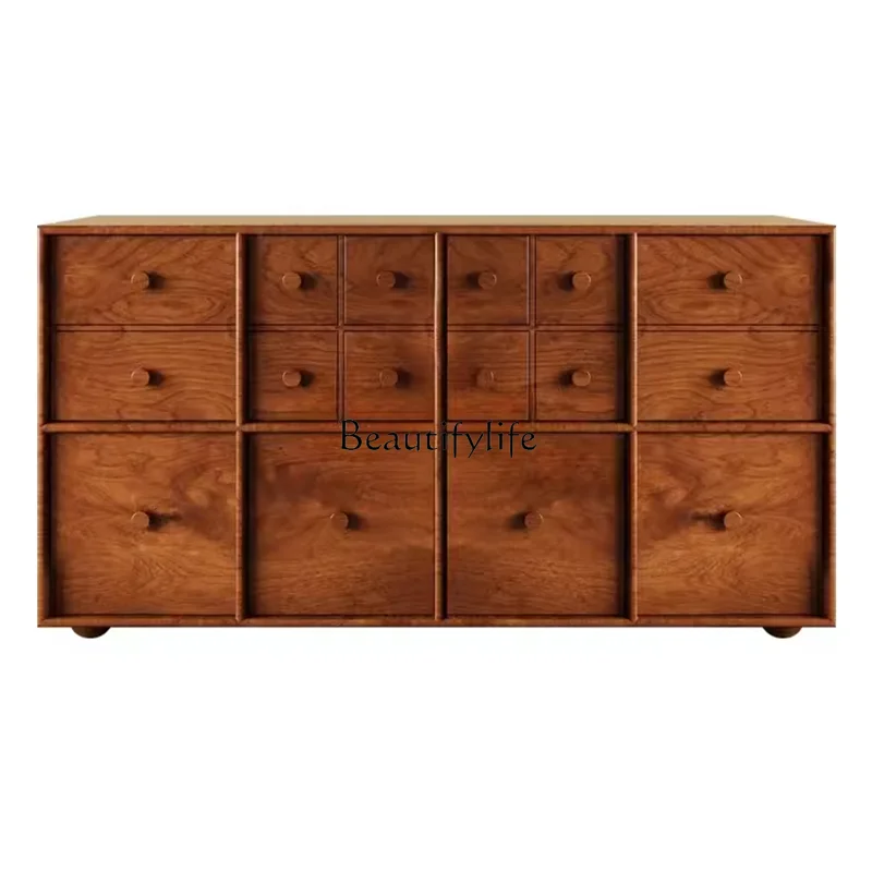 

Medieval solid wood dining side cabinet retro wabi-sabi wind locker