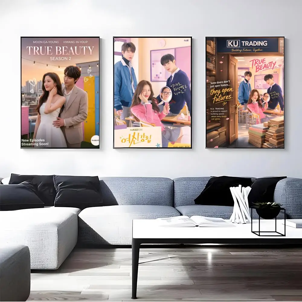 TV Series True Beauty Poster Self-adhesive Art Waterproof Paper Sticker Coffee House Bar Room Wall Decor