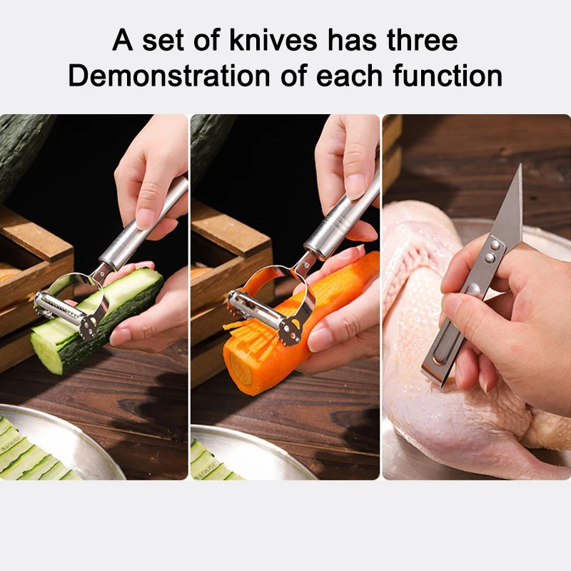 1 Set Stainless Steel Peeler For Kitchen Gadgets Multifunctional Vegetable Cutter Fruit And Vegetable Tools Potato Carrot Grater