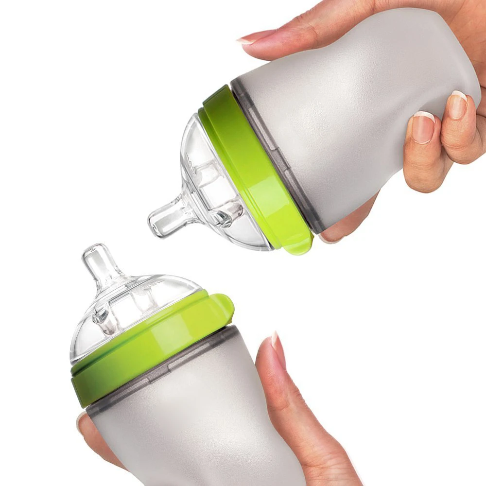 Silicone Baby Bottles for Newborn Baby  Anti Colic Infant Bottles Wide Neck  Nipple Slow Flow Breastfeeding Toddler Bottles 1PC