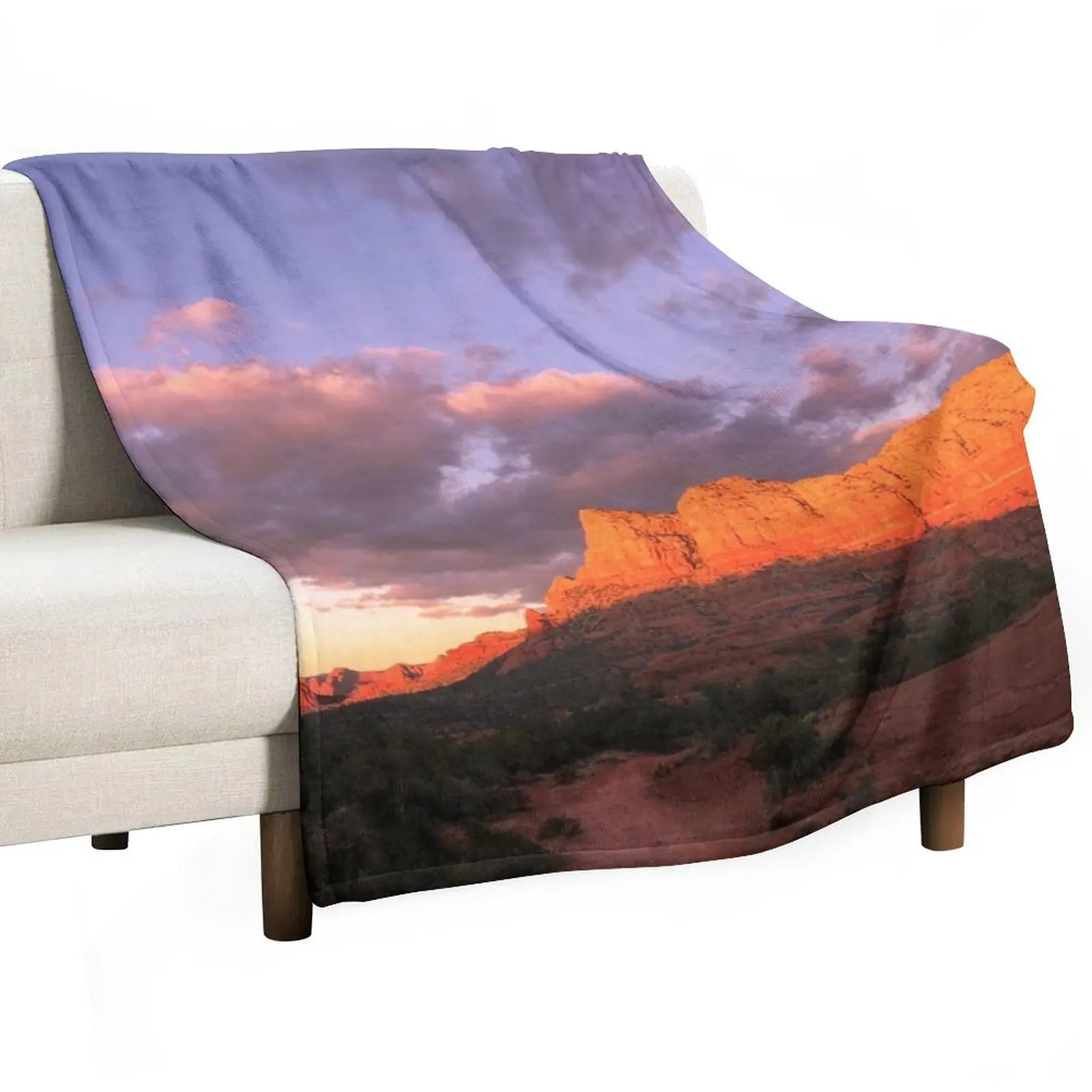 Sunset over sedona Throw Blanket Plaid Weighted Tourist Blankets