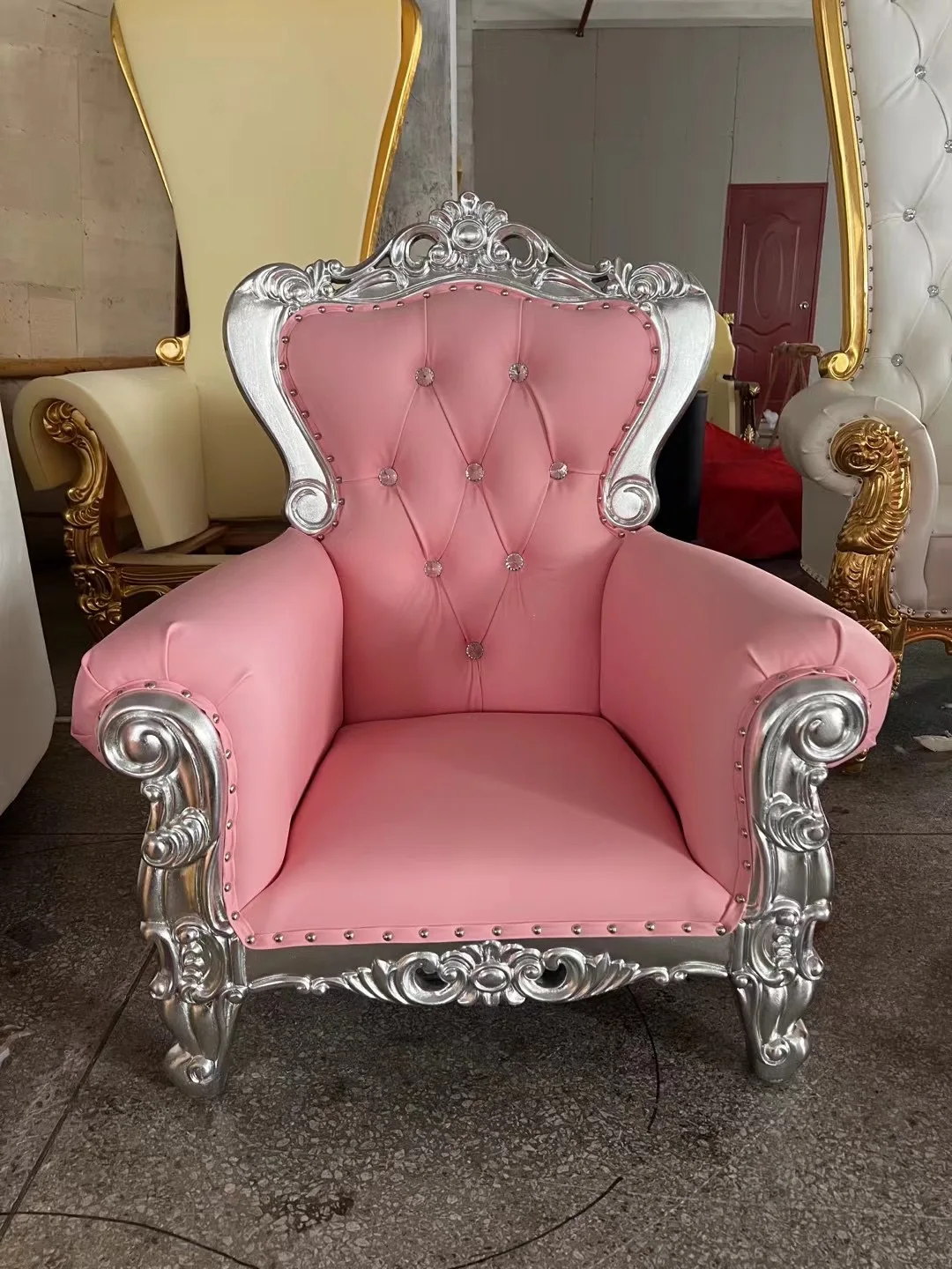 High Back Event Furniture Pink Royal Throne Chair for Kids Party view 3
