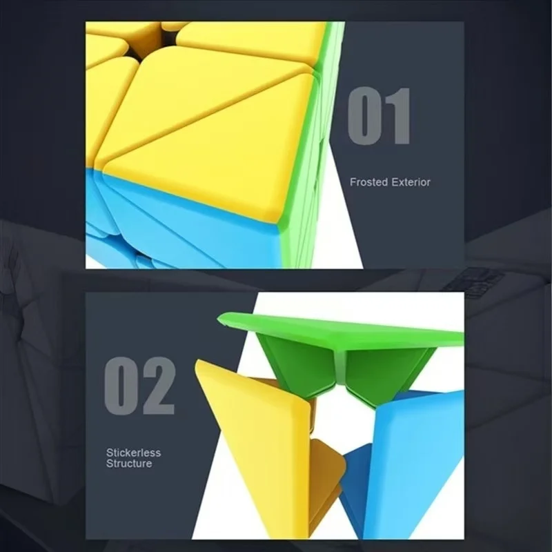 MOYU 3x3 مثلث Cubing الفصول الدراسية الهرم مكعب ستيكيرليس ماجيك سرعة المهنية لغز لعبة تعليمية للأطفال