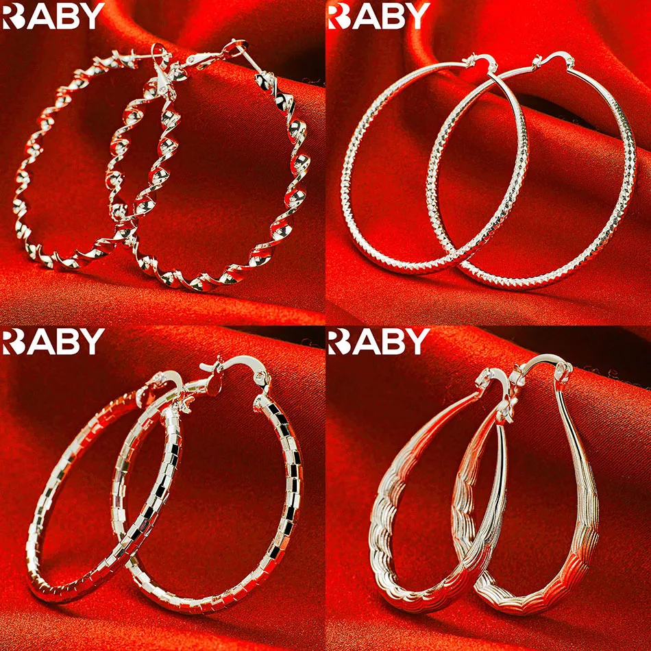 

URBABY 925 Sterling Silver Geometric Hoop Earrings For Women Anniversary Gift Popular Wild Fashion Romantic Jewelry