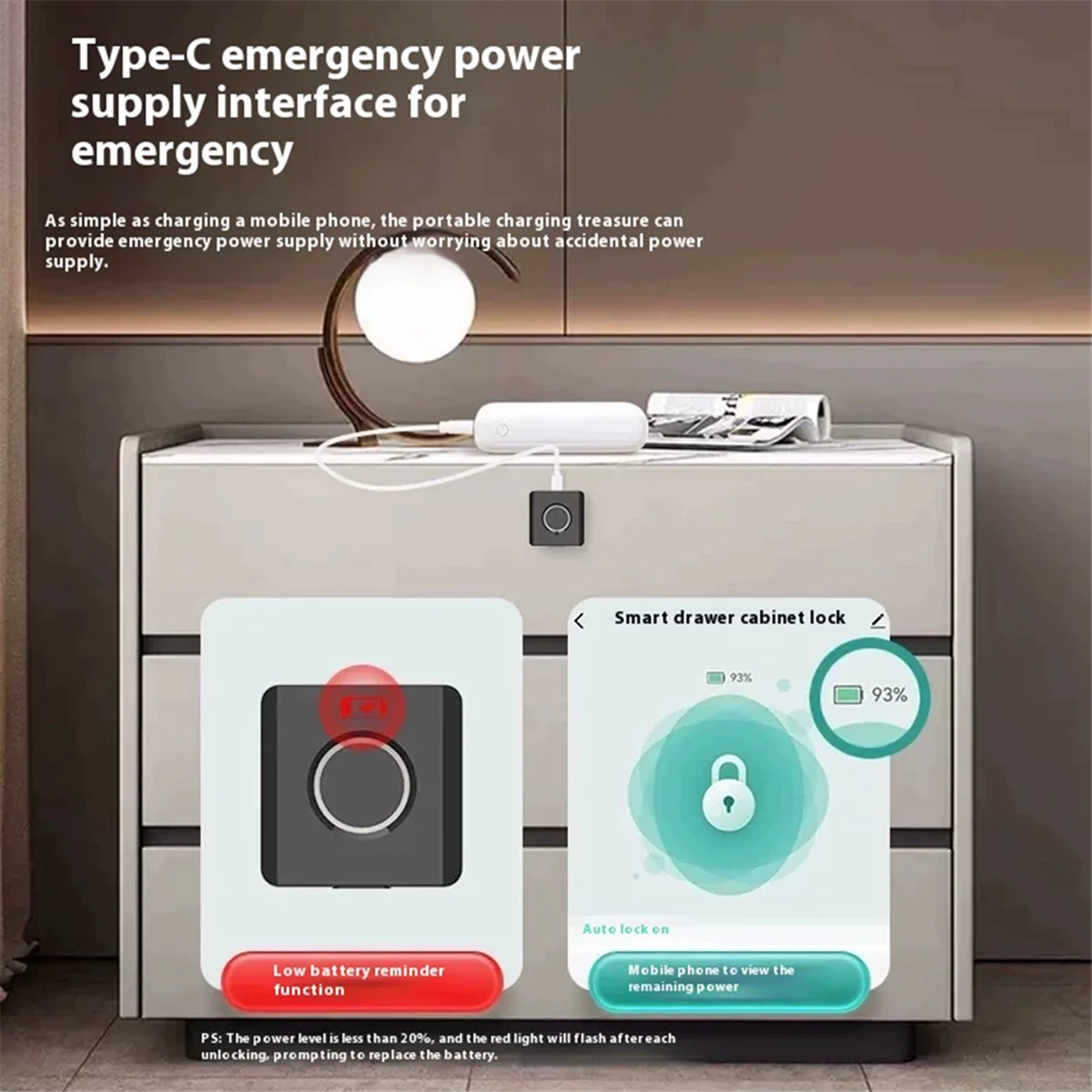 2025+ Compact ABS Fingerprint Drawer Lock Smart Biometric Security for Cabinets Shoe Lockers File Cabinets Easy to Install
