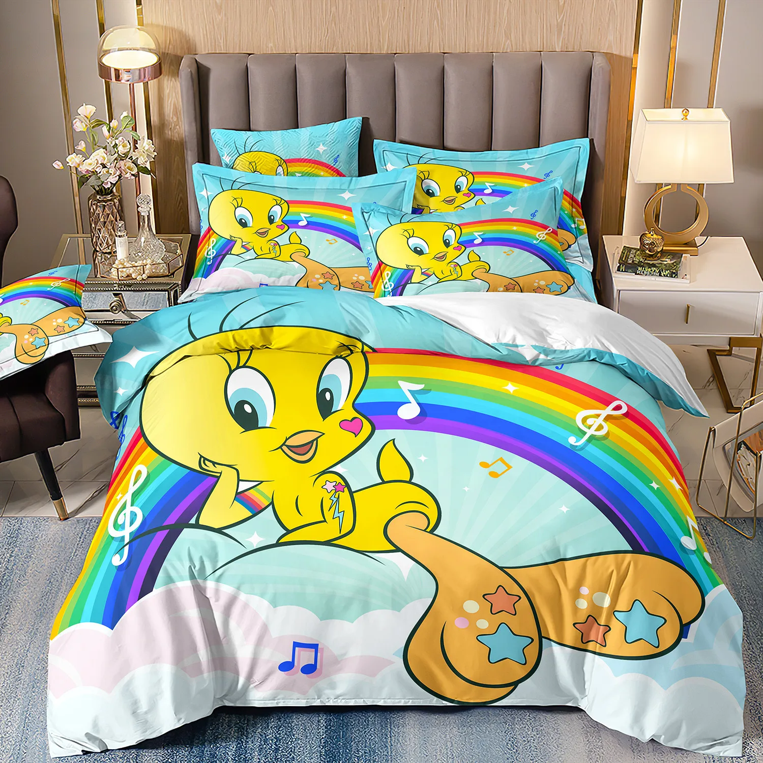 3D Printed Tweetys Bird Bedding Set Cartoon T-Tweetys Bird Duvet Cover Pillowcase Boys Girls Twin Queen King Size Quilt Cover