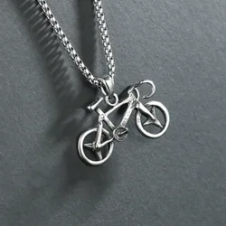 Trend Silver Color Bike Pendant Necklace for Men Trendy Rock Motorcycle Party Casual Jewelry Gift