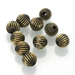 Miasol 10 Pcs Antique Bronze Golden Plated Color Hollow Metal Striped Round Spacers Beads For Diy Jewelry Making Accessories