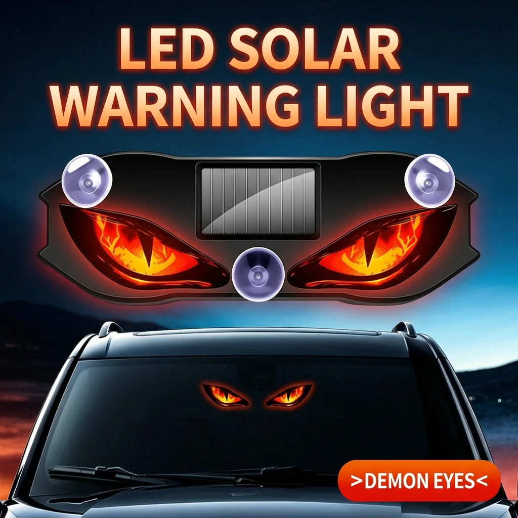 Luz de Advertência Solar para Carro com Sensor Olho Grego, Lâmpada LED Dinâmica de Atmosfera, Decoração para Janela Traseira Automotiva, Luz Estroboscópica de Freio para Segurança