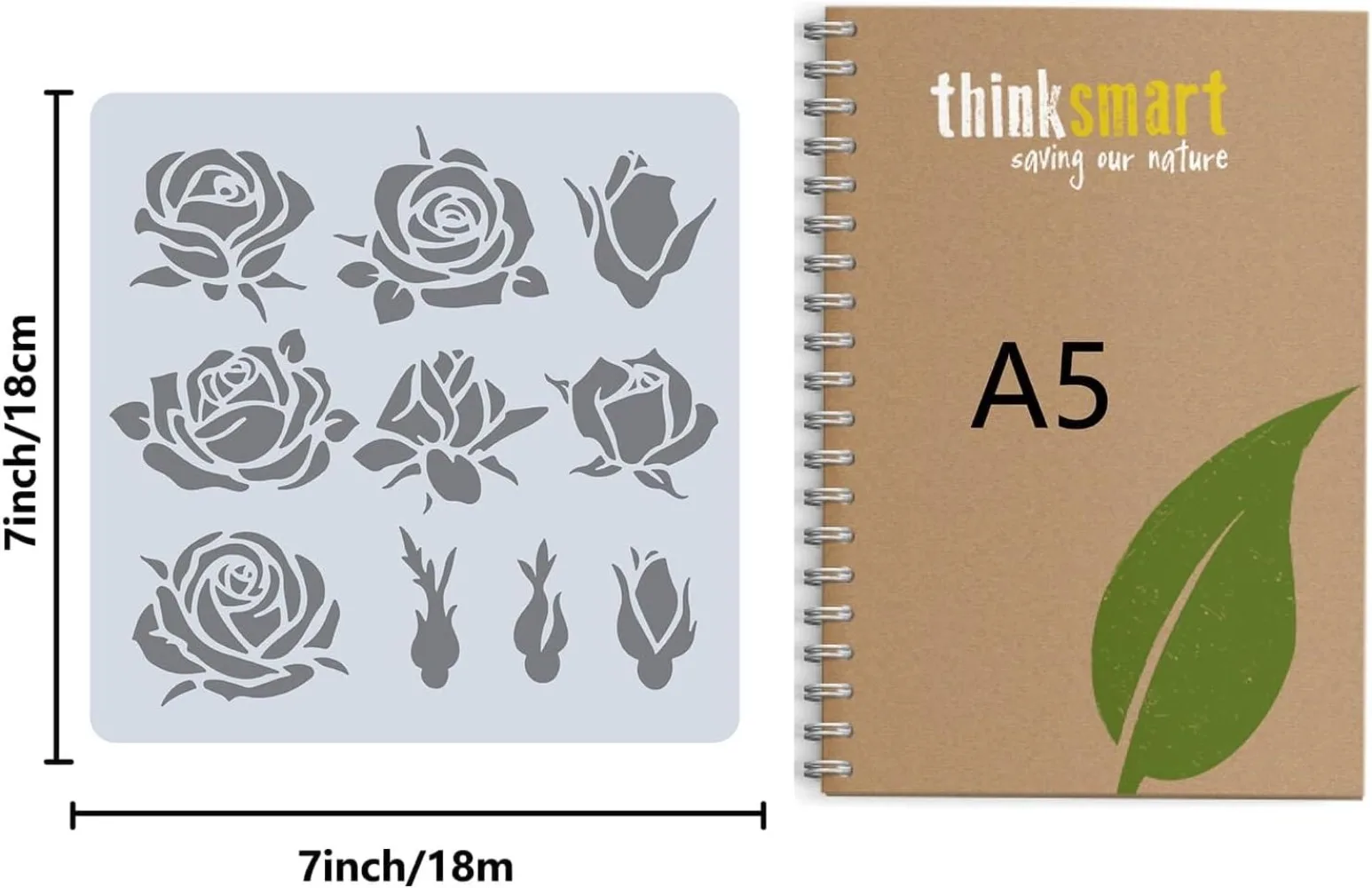 18x18cm Rose Flowers Stencil Flowers Leaves Templates Rosette Floral Buds Bloom Rose Pattern Reusable Square Plastic Stencils