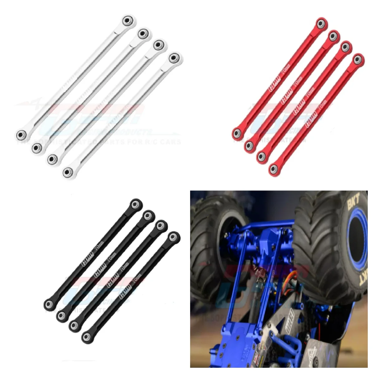 LOSI 1/18 Mini LMT 4X4 7075 Juego de varillaje inferior de aleación de aluminio