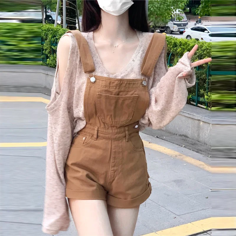 

Women's Denim Rompers Playsuits Overalls Highwaist Liftingons Hiking Lounge Shirred Grey Strappy String Tassels Geometric Y2K