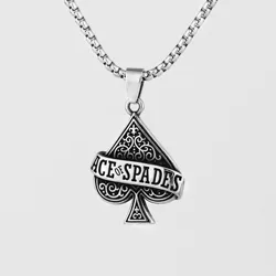 2022 New Ace of Spades Men Necklaces Jewelry,Stainless Steel Poker A Pendant,Rock Punk Casino Good Fortune Collar Accessory