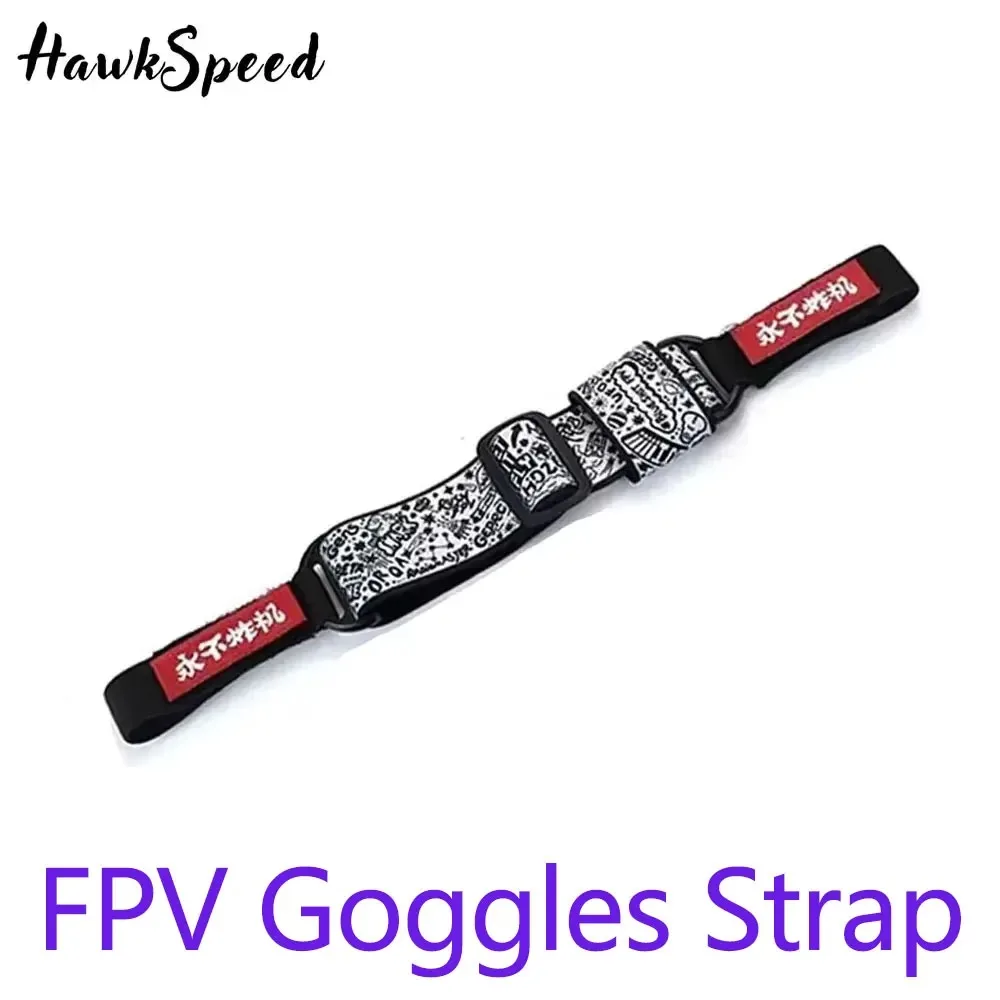 RUSHFPV Never Crash Adjustable FPV Goggle Strap 1-6S Battery Storage for Fat Shark/Skyzone/DJI Goggles 2 Graffiti Pattern