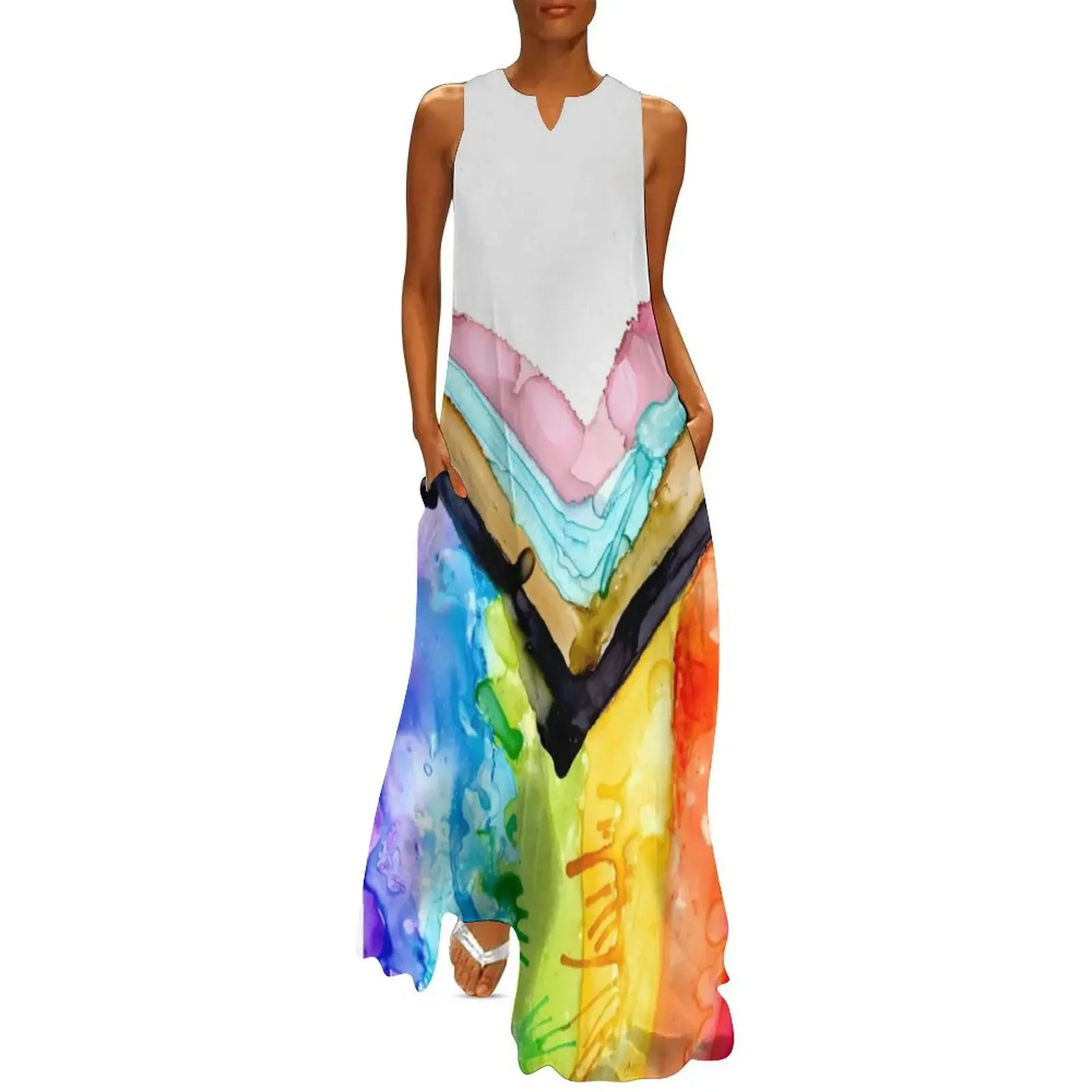 

Inclusive Pride Flag (Alcohol ink and mixed media pour) Long Dress long dress women prom dresses 2025 Dress