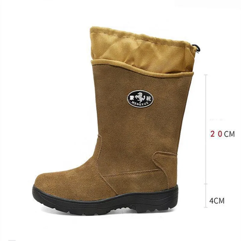 Extreme Cold Regions Genuine Leather Wool Snow Boots Men Women Anti Cold Warm Cow Suede Waterproof Thick Ankle Boots Female Male