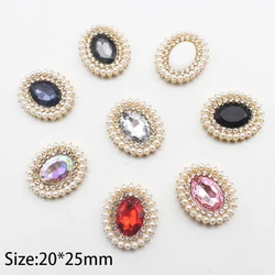 New 10pcs 20*25mm Oval Pearl Alloy Rhinestone Decoration Accessories DIY Flat Bottom Exquisite Wedding Decoration