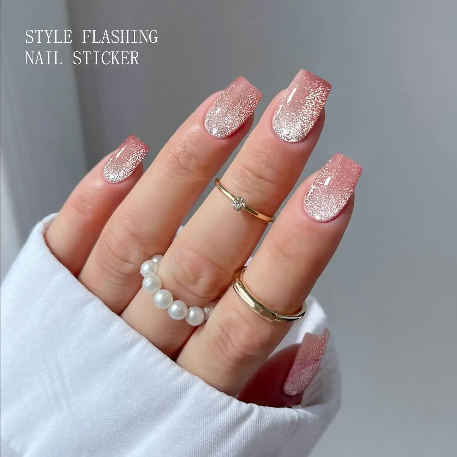 ملصقات أظافر جل وردي كريمي شبه معالج شرائط أظافر جل يلتف الأشعة فوق البنفسجية/LED تصميم فني للأظافر إكسسوارات الديكور