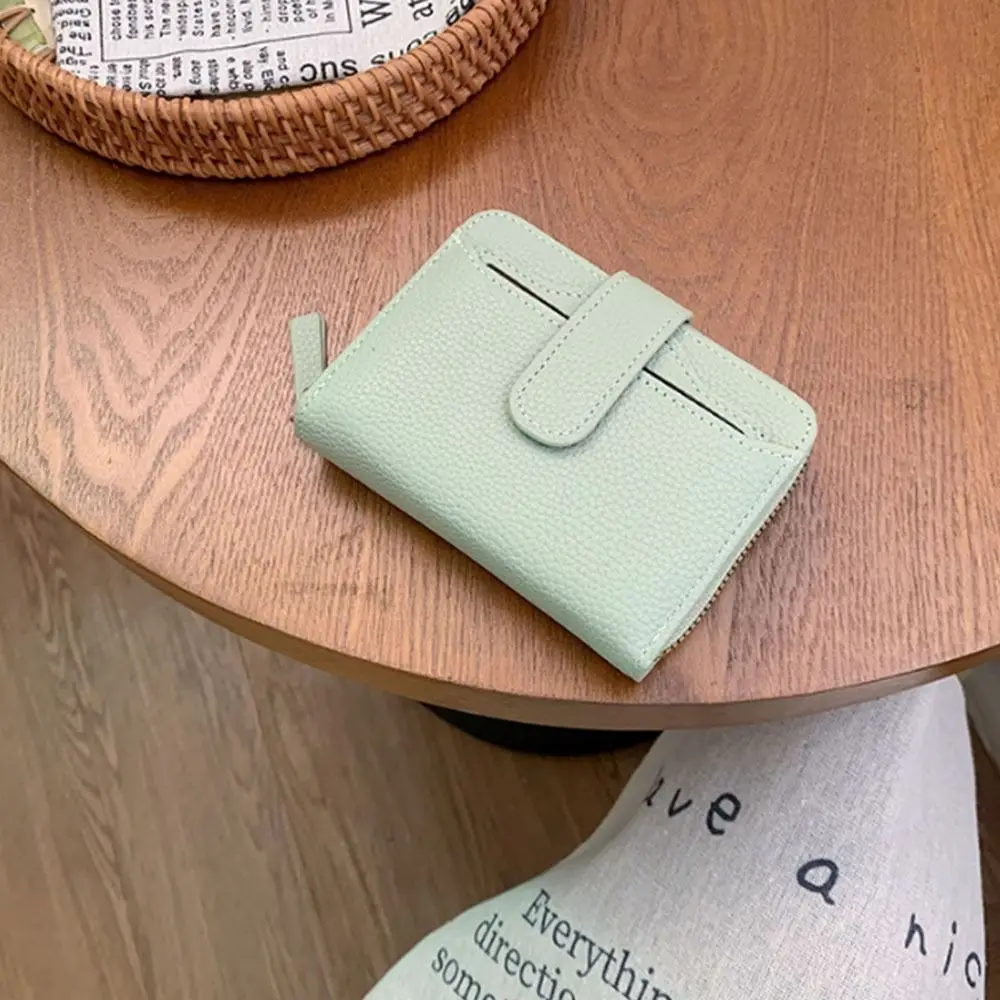 Fashionable PU Leather Women's Wallet Zipper Multiple Card Slots Card Holder Zipper Closure Solid Color Coin Purse For Women