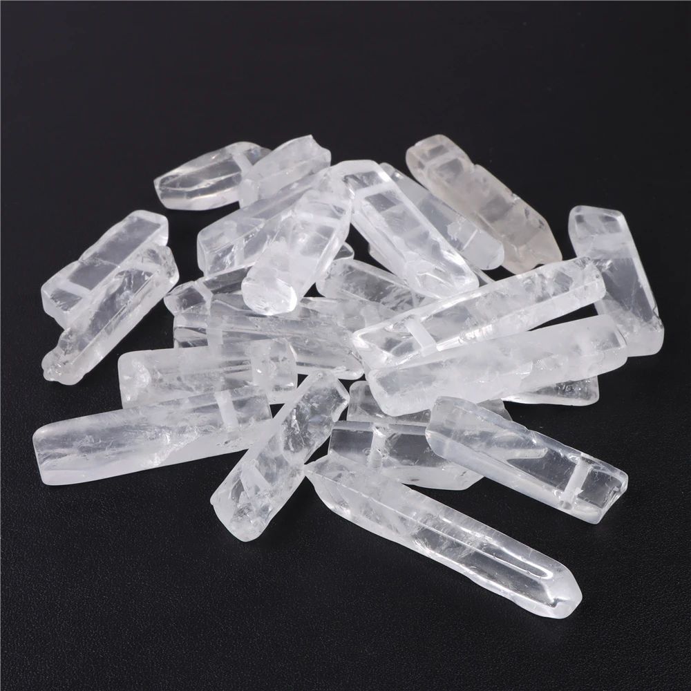 5PCS Irregular Natural Crystal Quartz Beads Top Drilled Stick Slab Loose Spacer Beads Pendant for DIY Jewelry Making Necklace