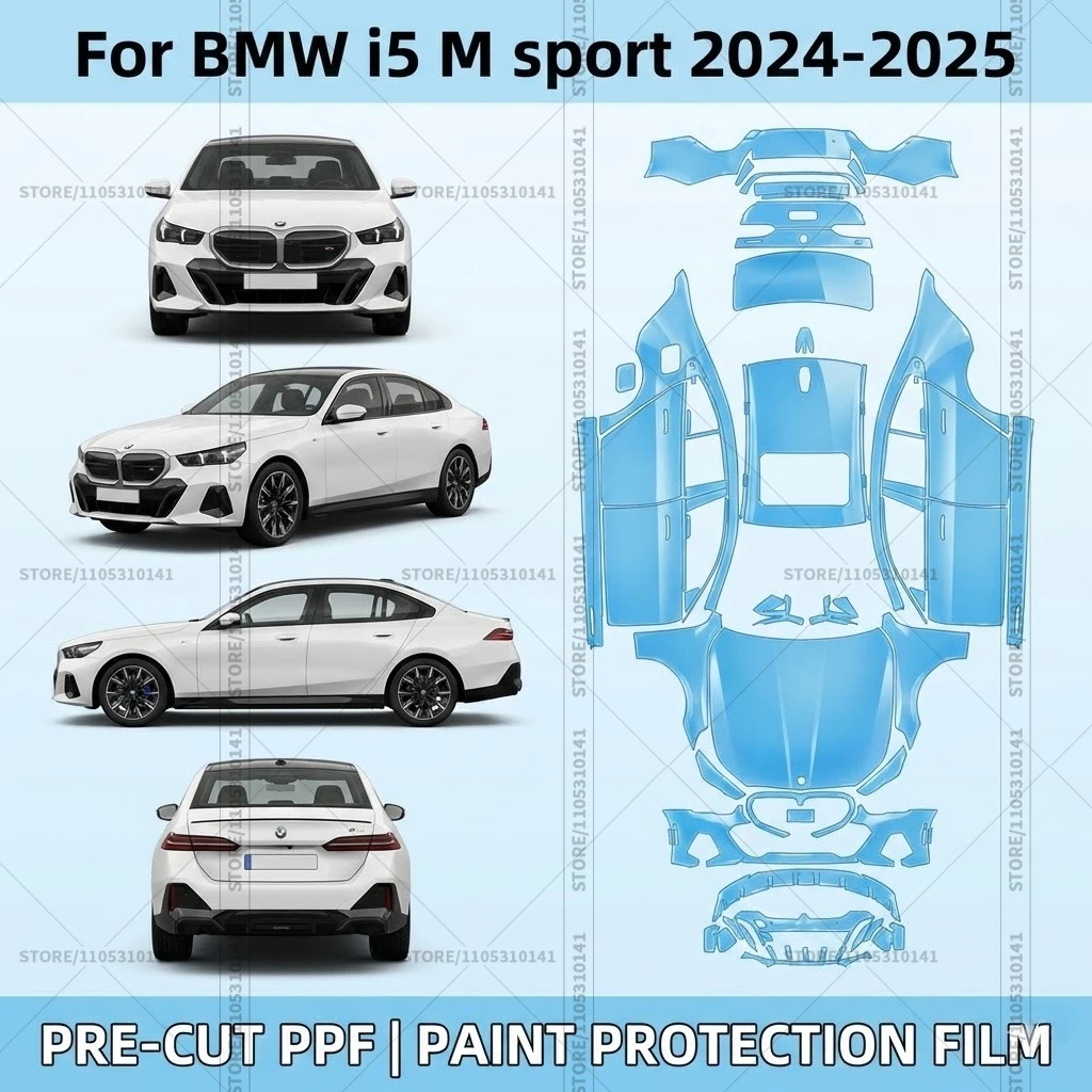 

Для BMW i5 M Sport 2024-2025: Предварительно вырезанная прозрачная защитная пленка PPF для автомобиля, профессиональная автомобильная пленка PPF для полной оклейки кузова