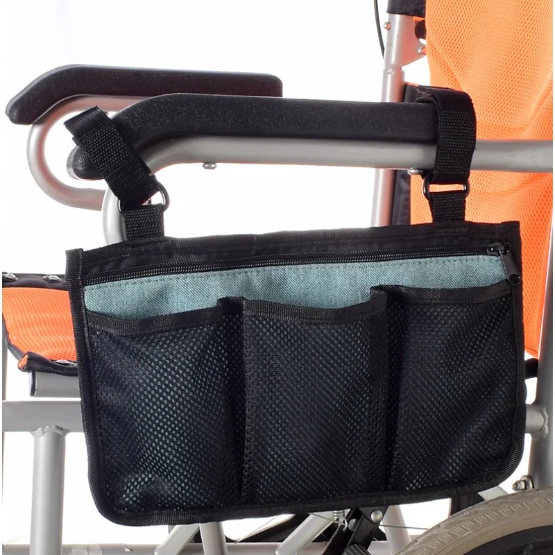 1pc Wheelchair Hanging Bag Chair Side Storage Bag With Reflective Strip Arm Rest Pouch Handrail Chair Hanging Bag
