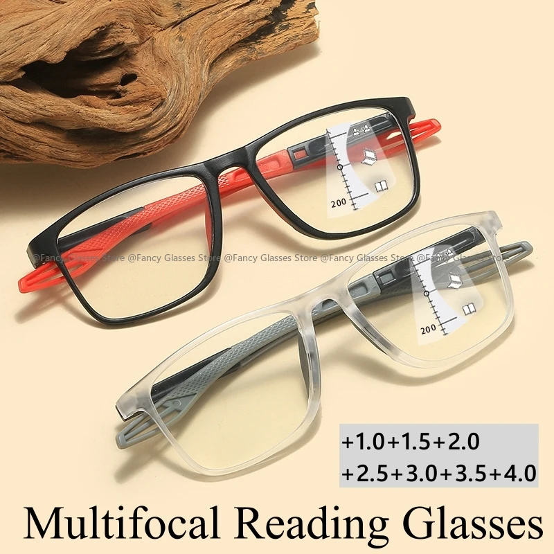 

New Fashion TR90 Multifocal Reading Glasses for Women Men Blue Light Blocking Progressive Eyeglasses HD Lens Far Sight Eyewear