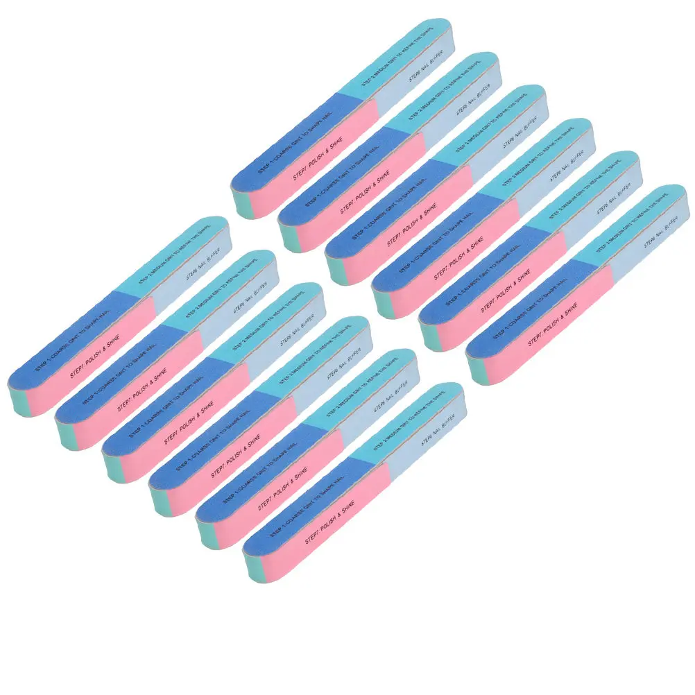12Pcs Nail Buffing Sanding Block File 7 Grit Levels Washable Reusable Nail Polish Prep Tool for Fingernails Toenails