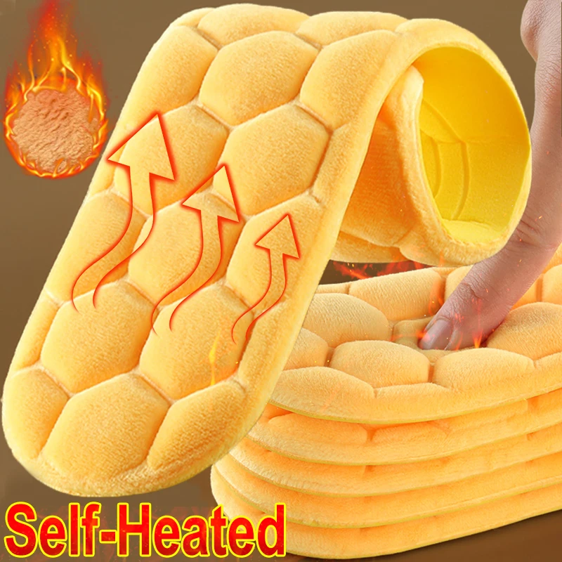 Sports Thermal Heated Insoles Unisex Soft Flut Cobble Insert Massage Memory Foam Cushion Feet Care Thicken Shoe Pads Men Women