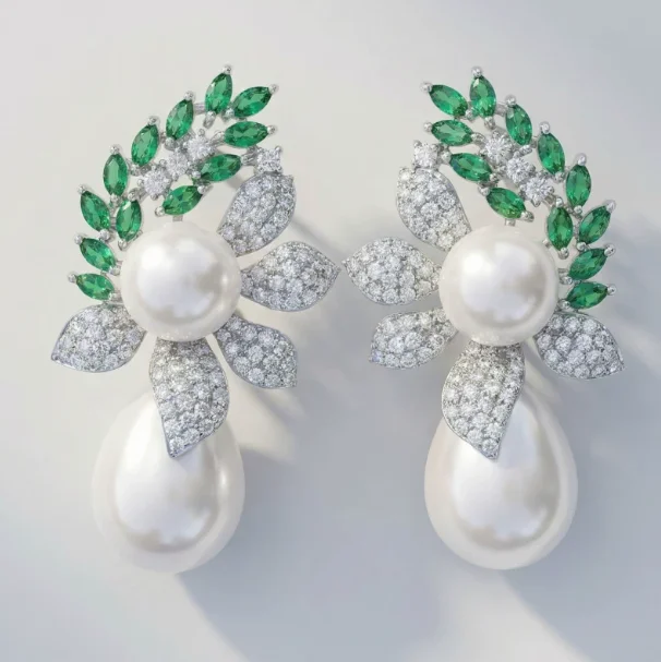 

Vintage pair of genuine natural south sea white pearl earring for women jewelry