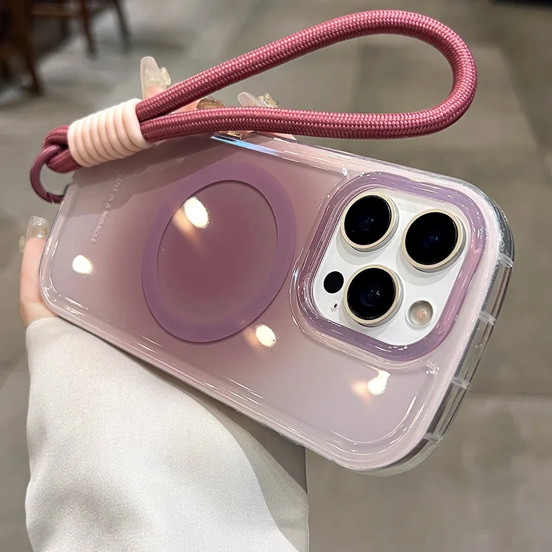 Smudge gradual change for Apple 17promax mobile phone case lanyard 16pro large hole magnetic attraction 15 advanced sense 13pm