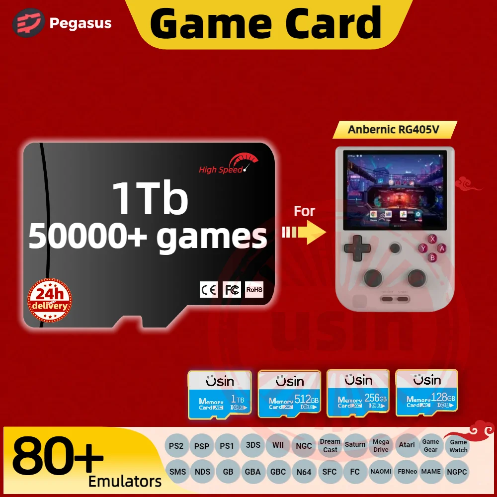 

Game Card For Anbernic RG405V Memory TF Retro Games PS2 PSP PS1 3DS Android Handheld Gaming Console Gaming High Speed Pegasus G