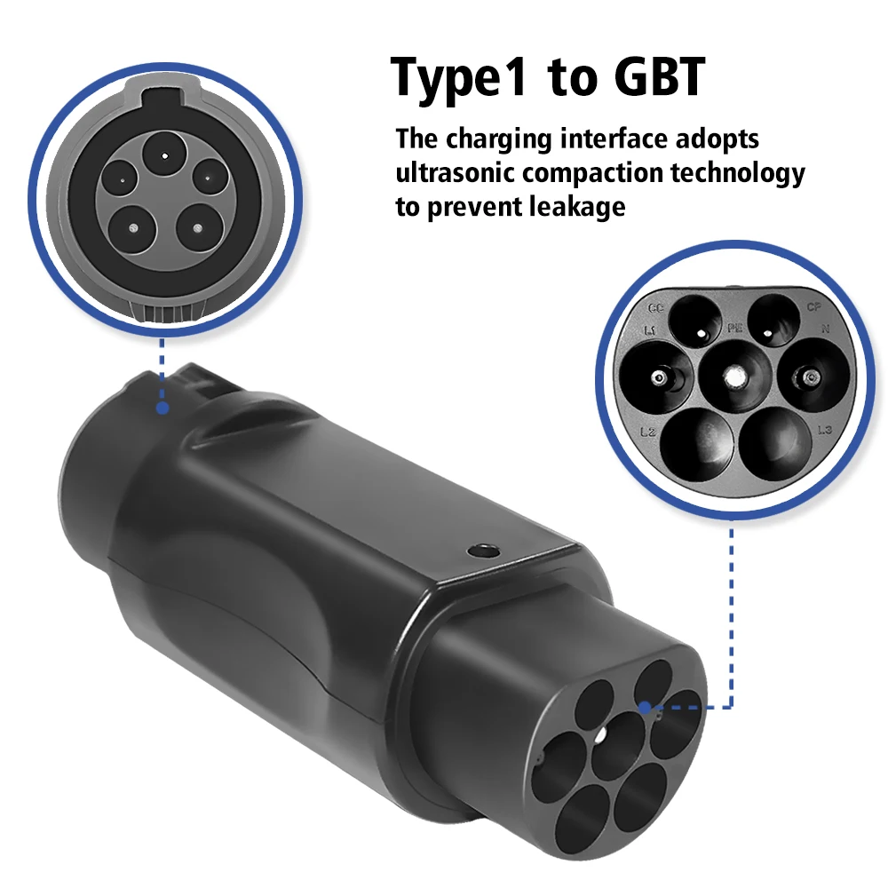 LONLINK Type1 to GBT Adapter 32A Type 1 J1772 Charger Adaptor for Chinese Version Electric Car with GB/T Charging Socket