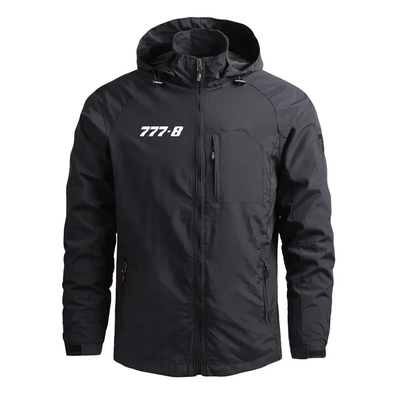 

Casual Hooded Flight Aviation 777-8 Outerwear Windbreakers Lightweight Pilots Men Jackets Coats