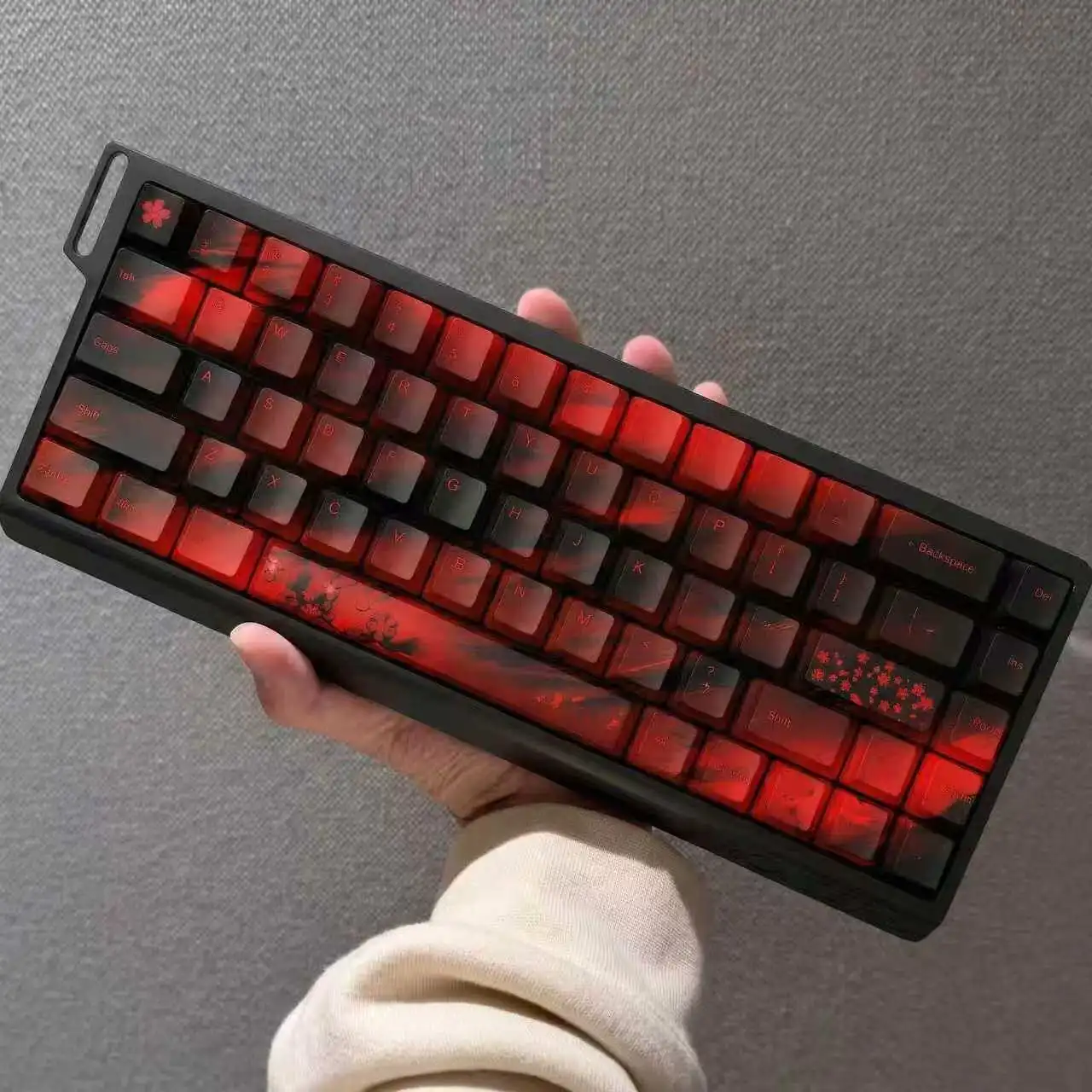 Black Red Alluron Keycaps Plum Blossom Keycaps Anime Chreey Dye-Sub PBT Mechanical Keyboard Keycap Ez63 Made68 Steps From Ace68