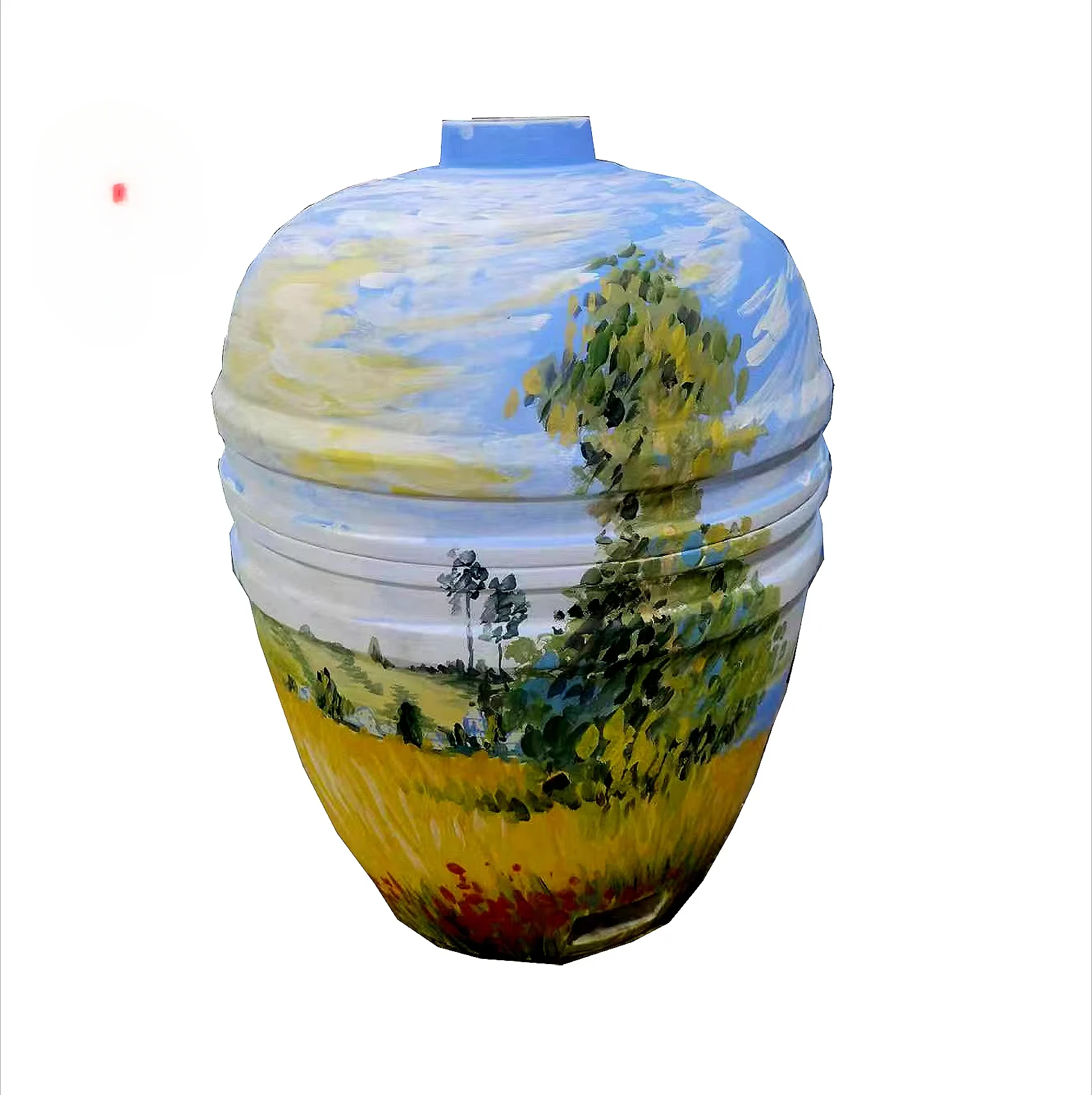 Kamado Ceramic Grill Hand-painted By Master 24 Inch Chinese Art Beach Style Bring Your Pictures To Customize Your Grill