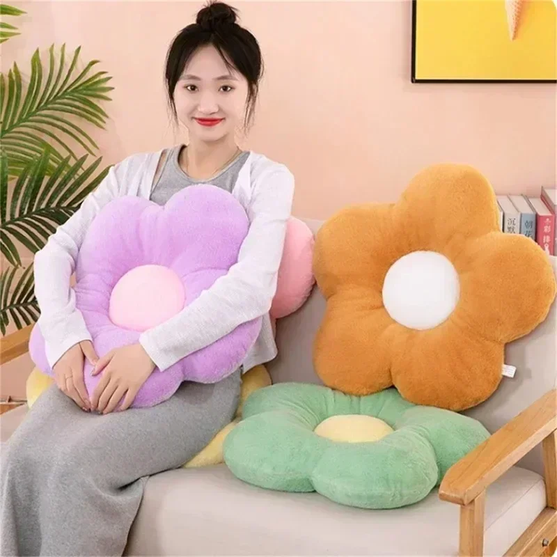 2024 New Flower Plush Shape Pillow Cushion Office Sunflower Cushions Solid Color Home Supplies for Girls Baby Home Decor Gift