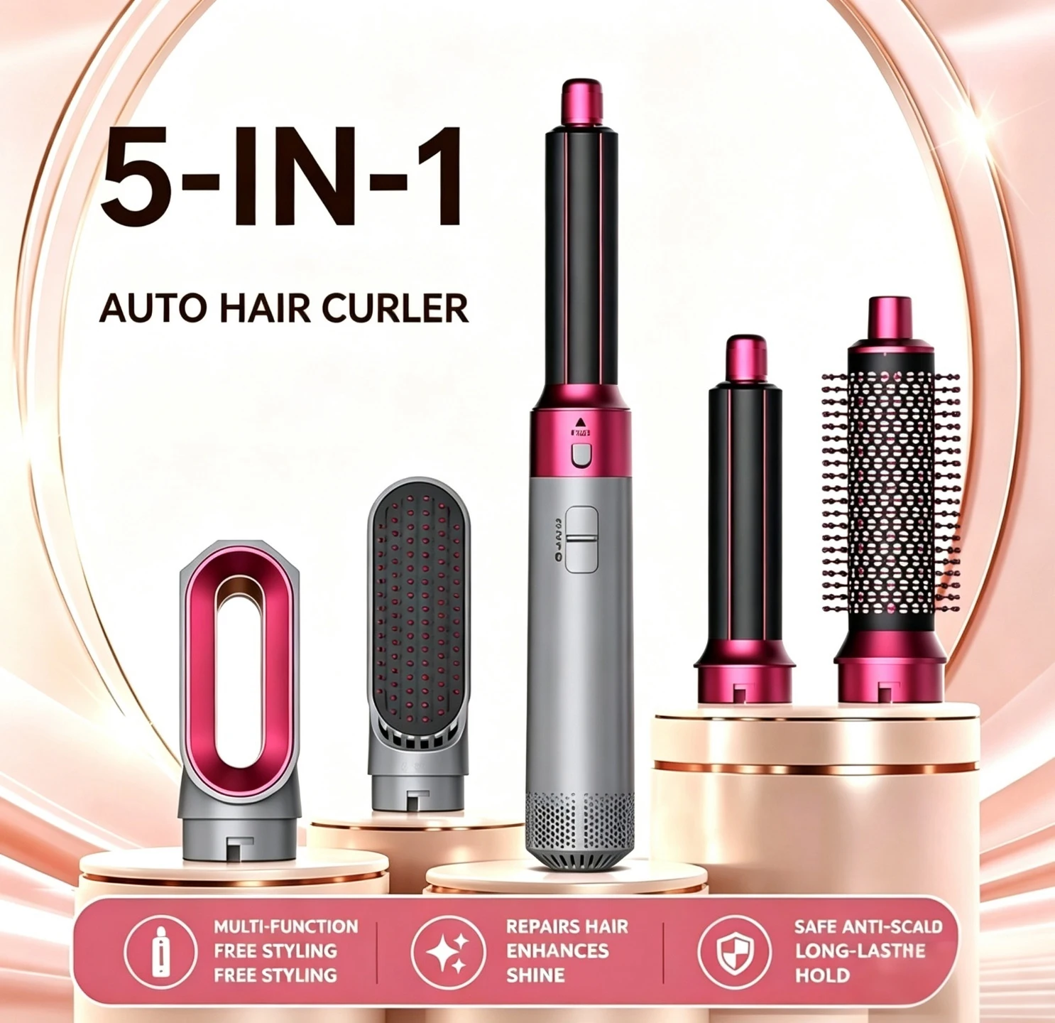 5 In 1 Multi Styler New Design Hair Dryer for Hair 5 in 1 Styler with Curling Barrel Hot Air Brush Styling Tool MultiStyler