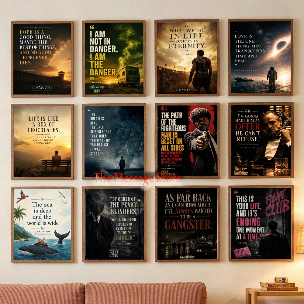 Classic Movies TV Show Quotes Wall Art Pulp Fiction Gladiator Movie Inspired Typegraphy Poster Canvas Painting Home Office Decor