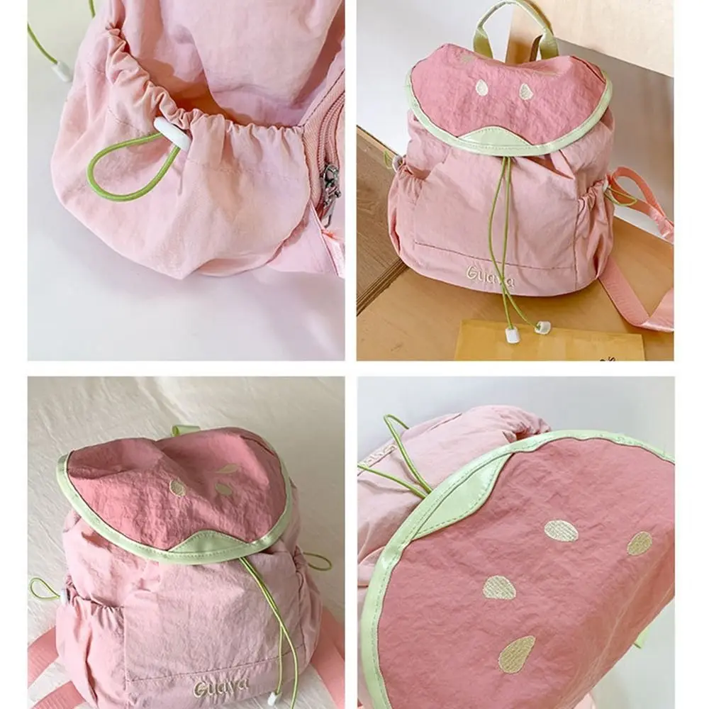 Korean Style Outdoor Drawstring Backpack Dopamine Color Waterproof Fruit Nylon Backpack Book Bag Large Capacity
