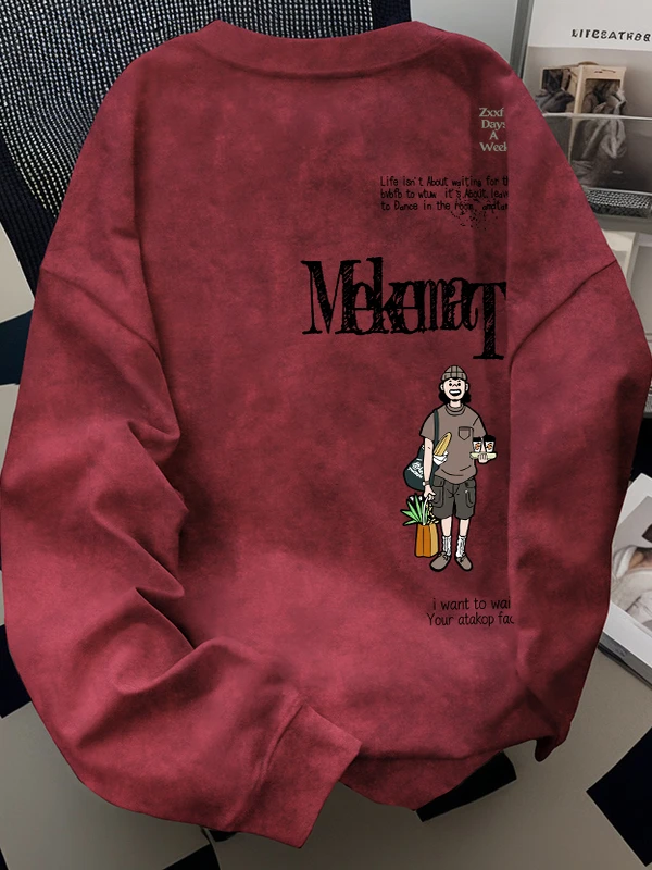 

Outlet Brand Tagl round Ne Tie Dye Sweatirt Men's Vintage Loose Fit Long Sve Printed Geometry Pattern Autumn Winter