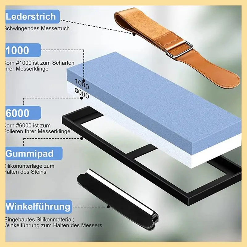 BOM-grit real material premium pedra de afiar 2 lados 1000/6000 pedra de afiar pedra de afiar