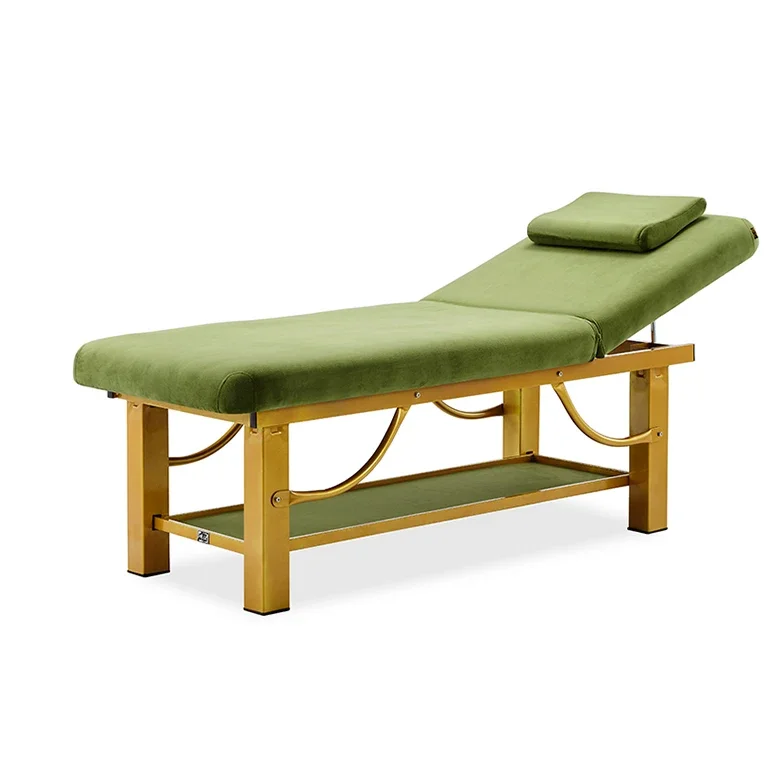 

High Quality Green Flaneelette Solid Wood Beauty Massage Bed Tattoo Spa Physiotherapy Cosmetic Eyelash Bed Table