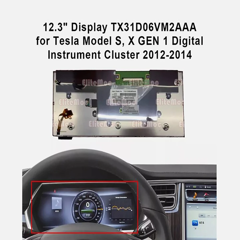 

12.3" Display for Tesla Model S X GEN 1 Digital Instrument Cluster TX31D06VM2AAA 1039357-00-C 1004788-00-C T13G0015868 Car Parts