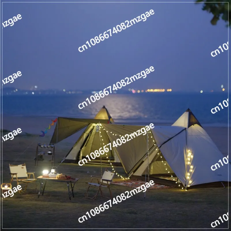 Naturehike Ranch Octagonal Pyramid Tent Portable 5-8 Persons Family Travel Luxury 150D Oxford Double Doors CampingTents