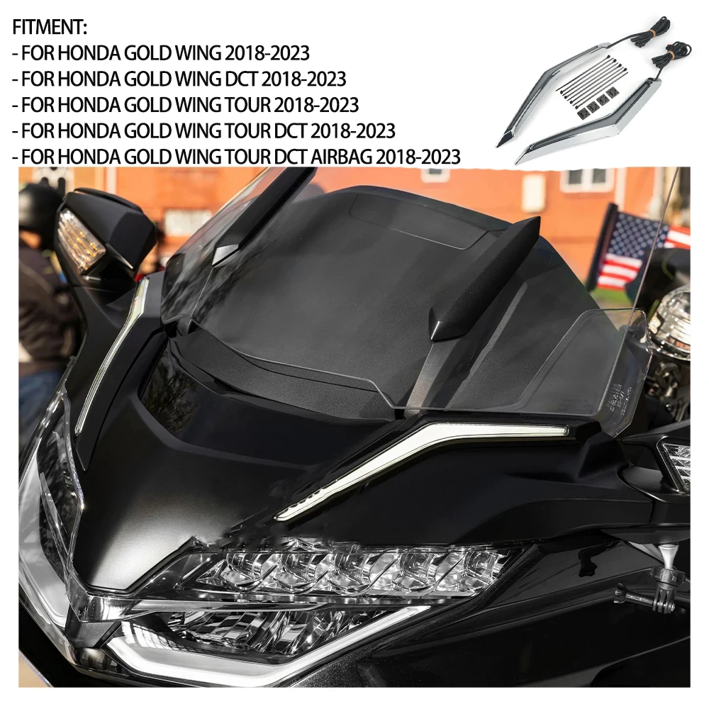 Motorcycle Strike Windshield Trim Lamp Turn Signal Brake LED Light For Honda Gold Wing GL 1800 GL1800 Tour DCT Airbag 2018-2023