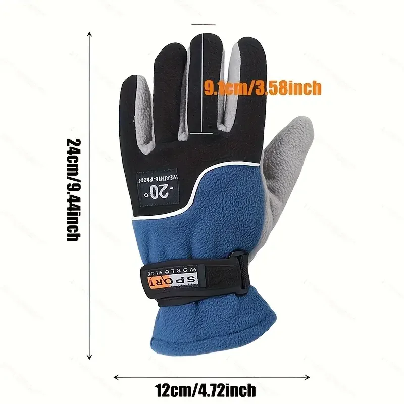 1 Pair Full Finger Fleece Gloves Men's and Women's Winter Outdoor Windproof Warm Gloves Suitable for Riding, Fishing, Skiing