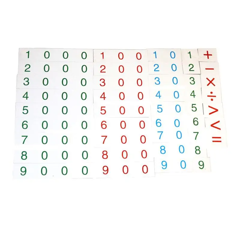 Montessori Number Cards Teaching Aids Educational 1-9000 Mathematics Toy for Kindergarten Travel Group Play Preschool Calculate