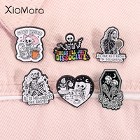 Punk Skeleton Enamel Pin Stay Weird All Of My Flabbers Are Gasted There It Goes My Last Flying Halloween Badge Jewelry Gifts